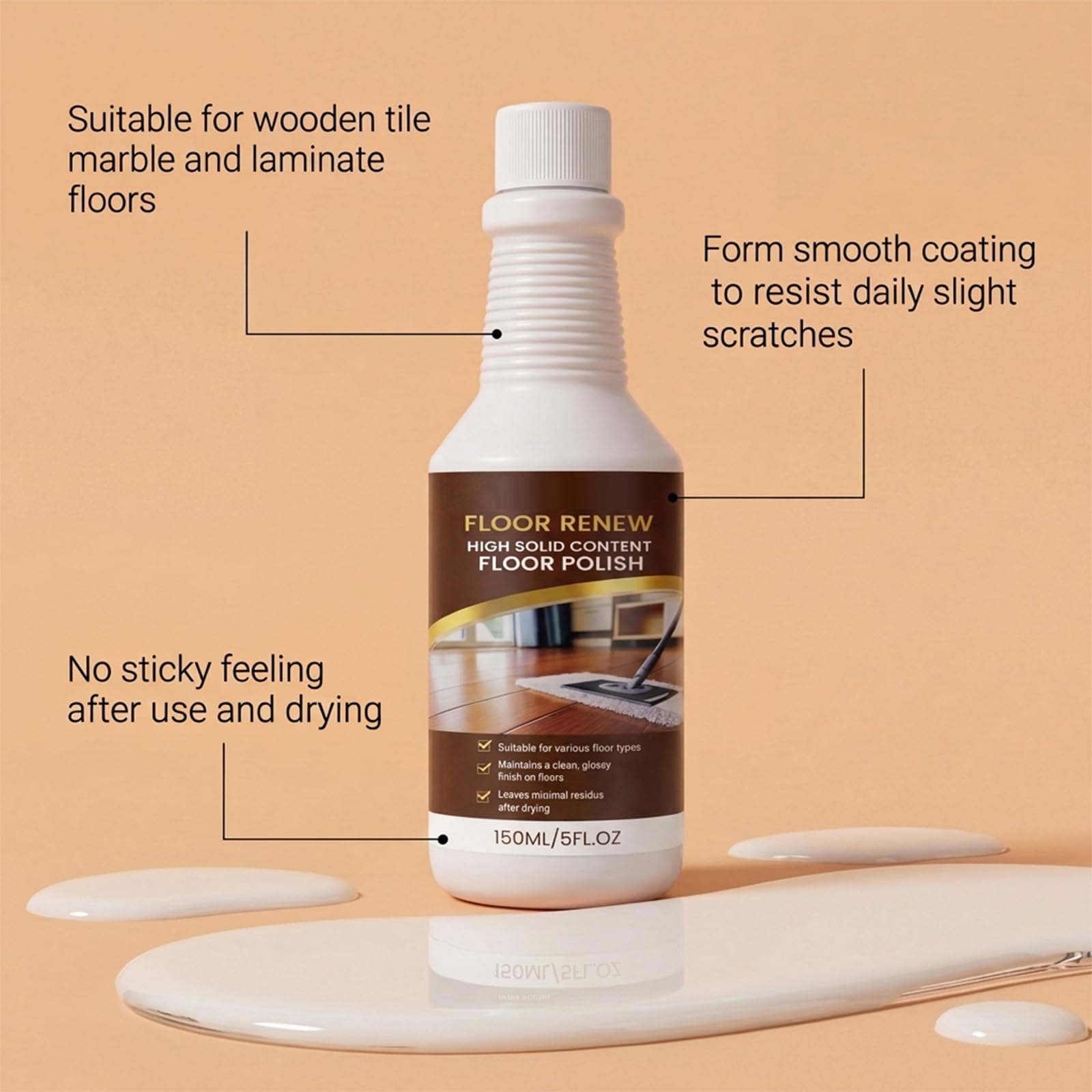Restaurador de suelos de madera, esmalte rápido para suelos de madera, protector de suelo, acabado protector de secado rápido, limpiador multiusos y esmalte para azulejos, madera brillante, laminado