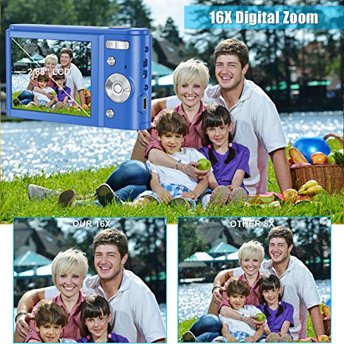 44MP Small Digital Camera for Photography Beginners, 2.7K Vlogging Camera 2.88\" IPS 16X Digital Zoom Point and Shoot Camera for Kids Teens Christmas,Thanksgiving Days,Birthdays Gift (Blue) - Thumbnail 7