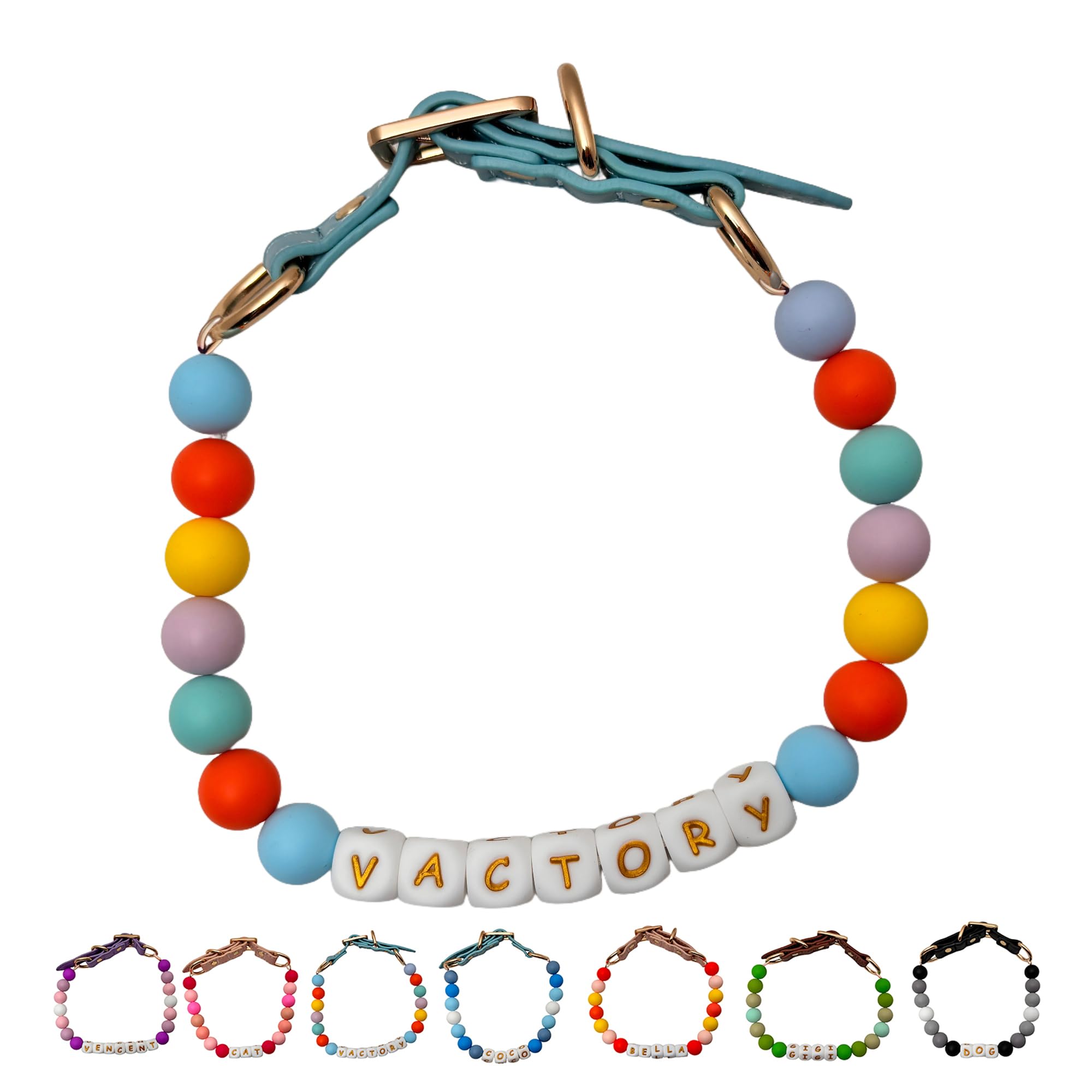 Personalized Beaded Dog Collar Custom Pet Name with Leather Buckle Adjustable Bohemian Style Beaded Collar for Small Medium Large Dogs Cats Gifts for Pet Lovers