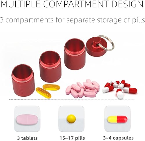 Miniatura 2 de Pastillero impermeable para llavero  Pastillero compacto, portátil y seguro con 3 compartimentos  Pastillero de bolsillo y contenedor para