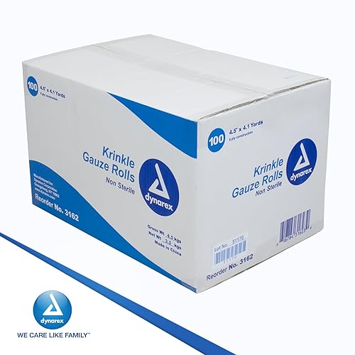 Miniatura 7 de Dynarex Krinkle Rollos de gasa no estériles  Vendaje enrollado ultraabsorbente para heridas primarias  Suministros para el cuidado de heridas  4.5 x