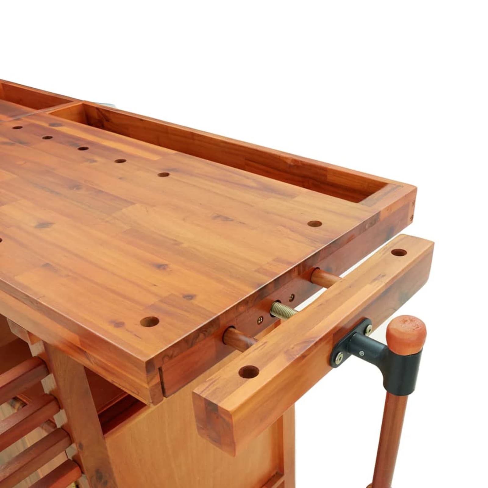 Festnight Werkbank mit Schubladen Werkstatt Werkstatttisch Hobelbank Schraubstöcken Arbeitstisch mit Ablagen Holzwerkbank Werkstatt Werkstatttisch 192x62x83 cm Akazienholz