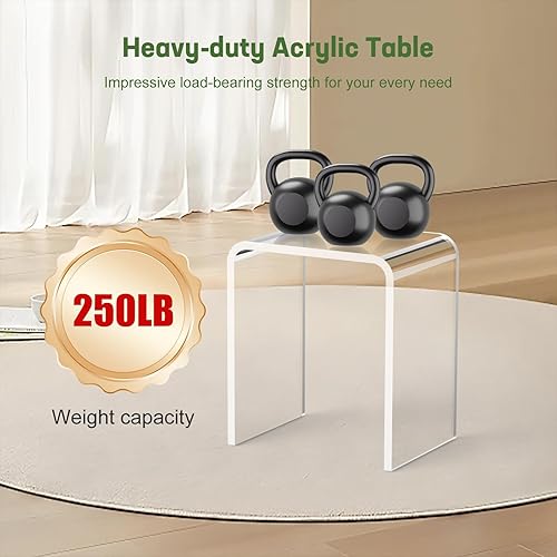 Miniatura 6 de Mesa auxiliar acrílica, 18 pulgadas de alto x 16 pulgadas de ancho x 12 pulgadas de profundidad x 35 pulgadas de grosor, mesa auxiliar pequeña