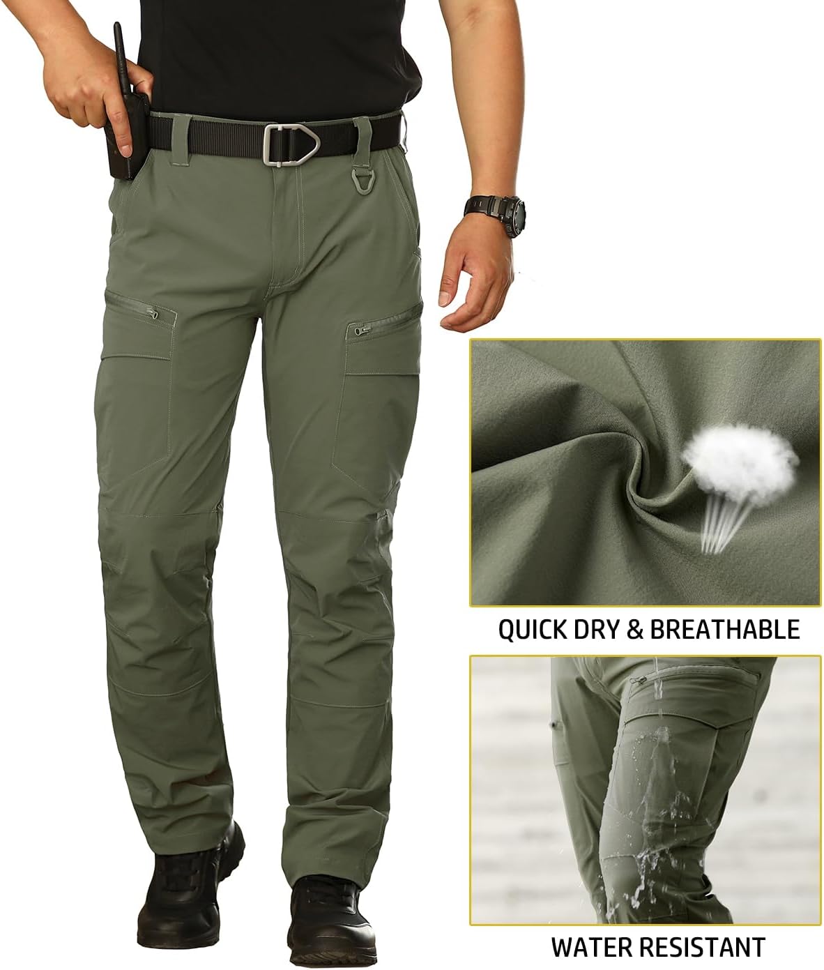NAVEKULL Men's Lightweight Tactical Hiking Pants Quick Dry Stretch Multi-Pockets Outdoor Work Cargo Pants - Image 4