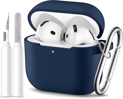 Vista 13 de Funda protectora completa de silicona suave para AirPods 4 con llavero y kit de limpieza, compatible con Apple Airpods 4 para mujeres y hombres