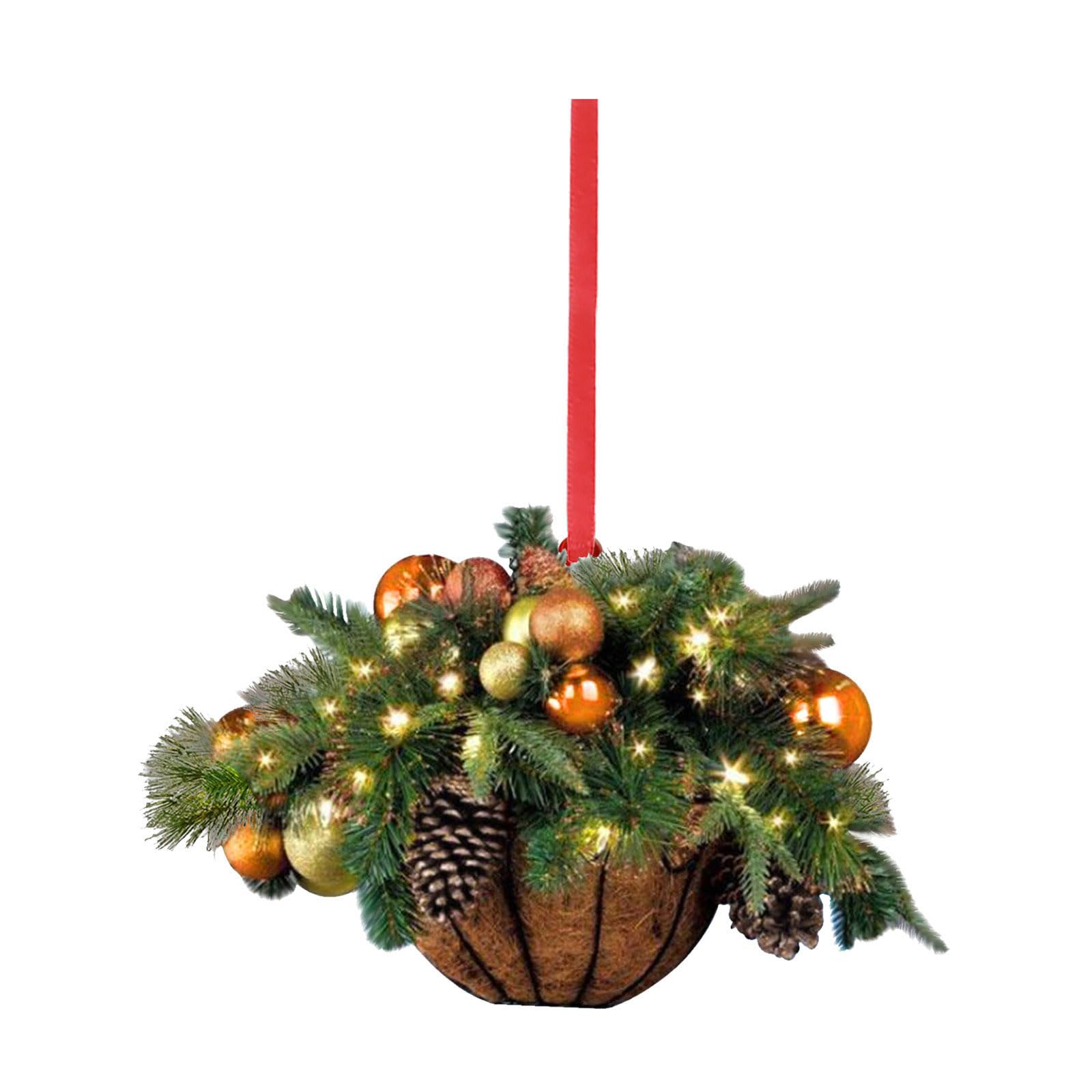 Jazuaiao Artificial Hangings Flower Basket Christmas Tree Ornaments Festive Tabletop Festival Decoration Christmas Decor Tree Accessories