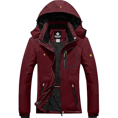 GEMYSE Women's Mountain Waterproof Ski Snow Jacket Rain Winter Jacket Coat Hooded Windproof Parka