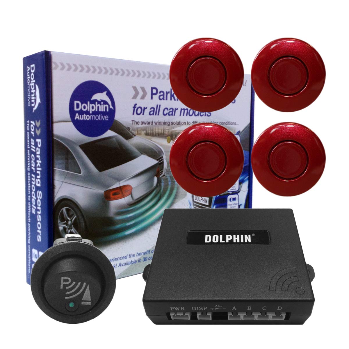 Dolphin Car Van Front Parking Sensors With Longer 6m Leads and Parking Switch in 32 Coloured Options UK (Electric Blue) — view 17