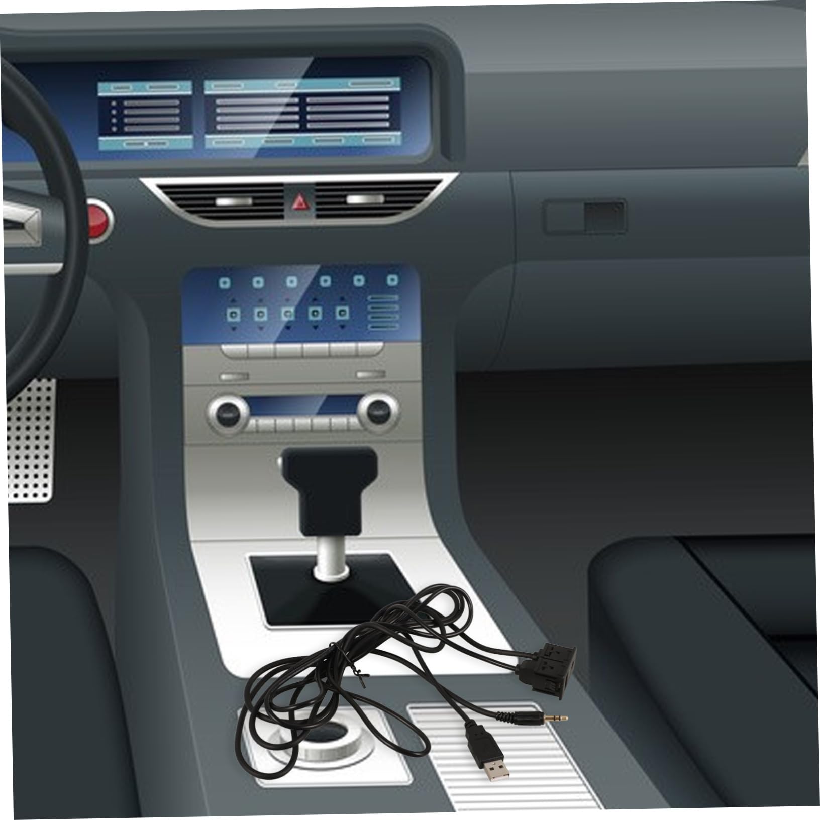 PartyKindom 5piezas Cable De Extensión USB y Audio para Montaje Empotrado Coche Instalación Sencilla Compatible Varios Modelos De Vehículos