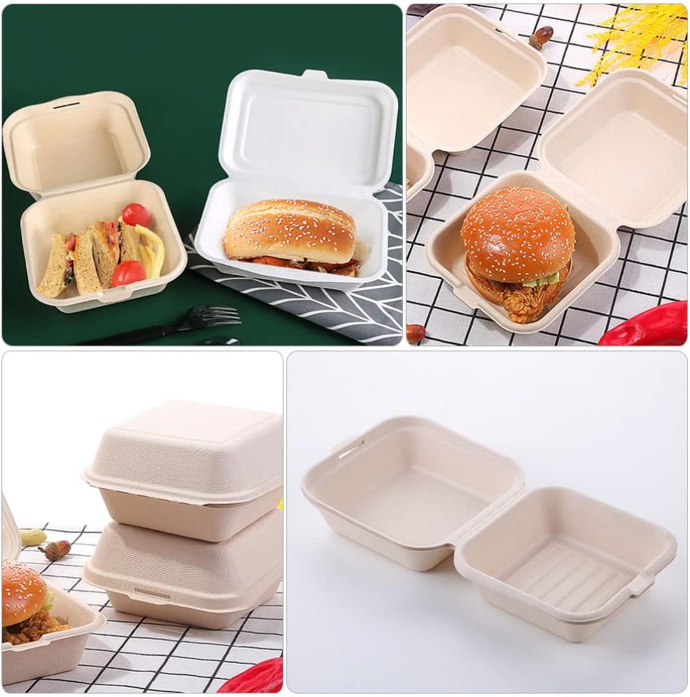 UPKOCH 30pcs to Go Boxes Portable Food Box Single Compartment Clamshell Take Out Food Containers for Cake Sandwich Salad Dessert Beige : Industrial & Scientific