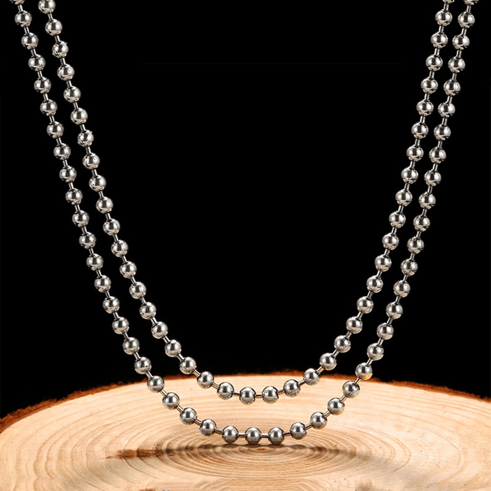 Collier Chaîne en Argent 925 Homme, Chaîne de Boule Punk Fantaisie