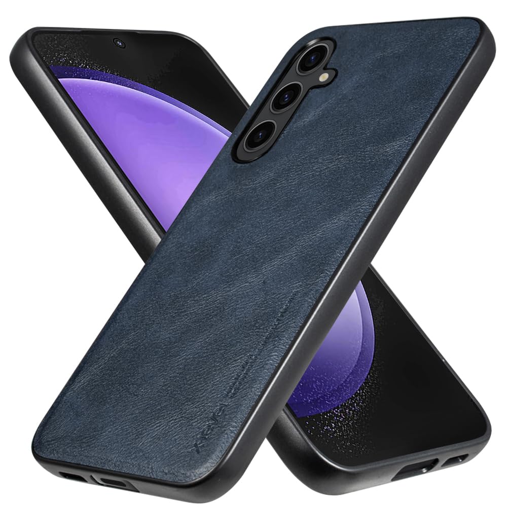 X-level for Samsung Galaxy S23 FE Case, Thin Slim Premium PU Leather Soft TPU Bumper Shockproof Protective Phone Cover for Samsung S23 FE 2023 (Blue)