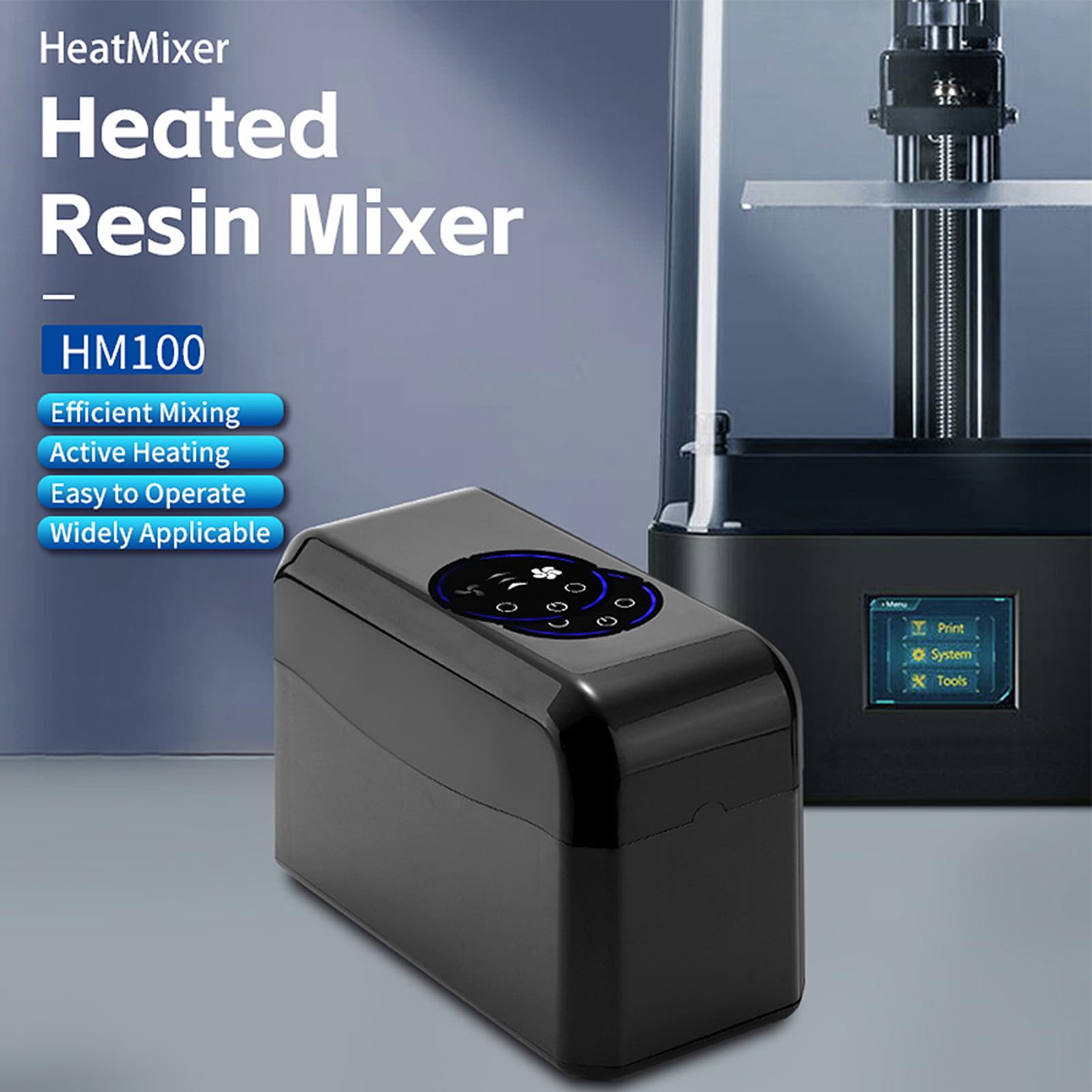 Mezclador de Resina de Impresión 3D, Funcionamiento Táctil, 3 Modos de Calentamiento, Calentador de Resina Rodante Bidireccional para 250/500/1000g (B-UE)