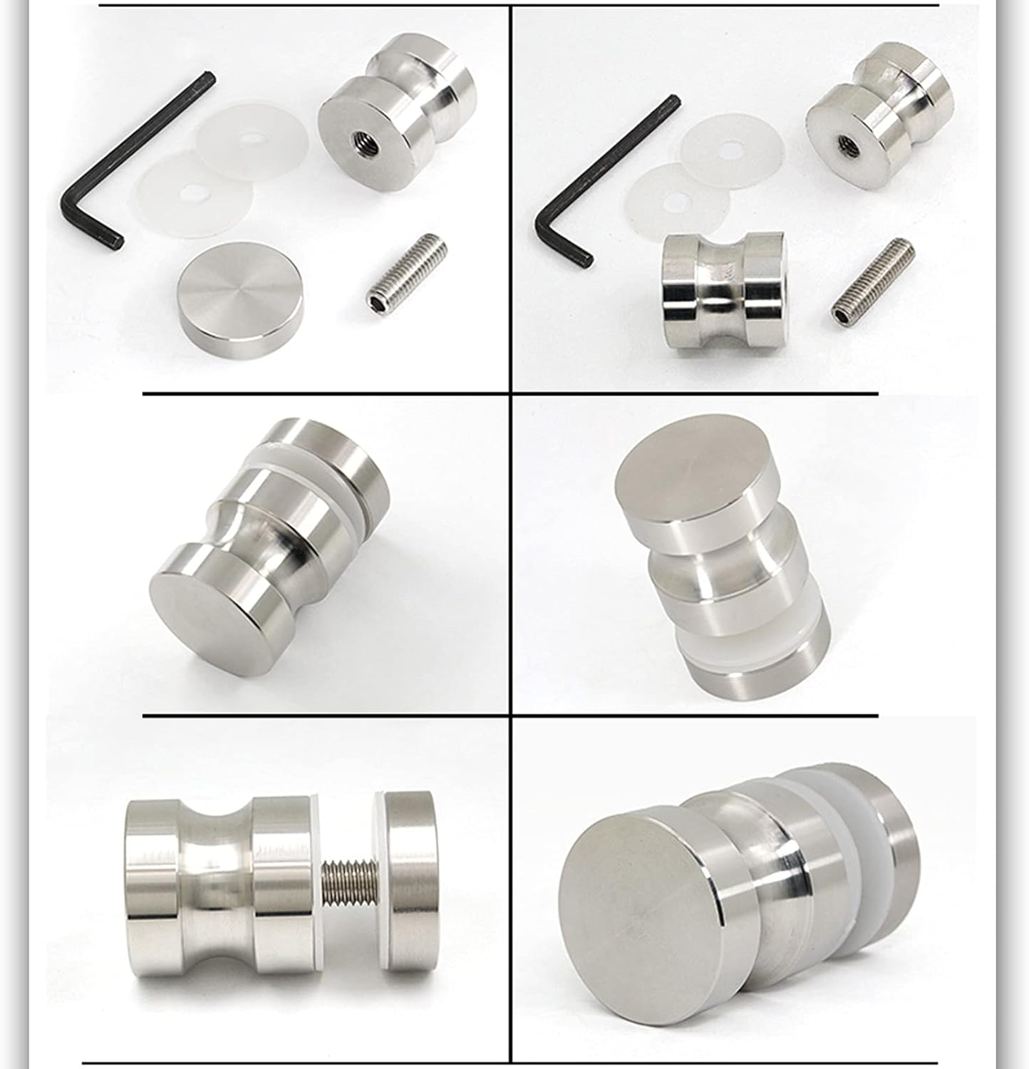 Polished Stainless Steel Push Pull Glass Door Knob | Durable Shower Handle Hardware for Screen Doors | Single Side Accessory (Single Side)