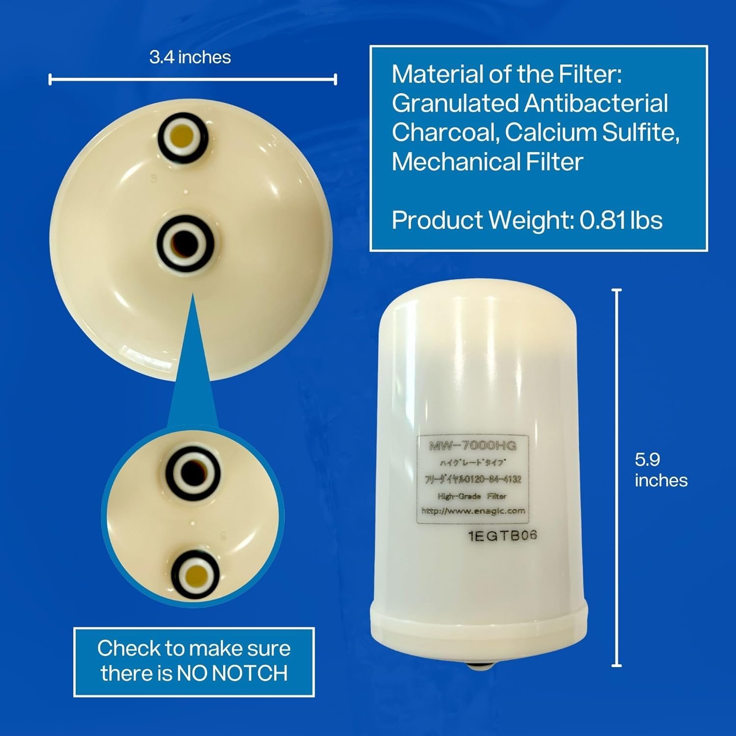 レベラックシリーズ用 MW-7000HG ハイグレード浄水フィルター レベラック、エーペックス他対応」 MW-7000DN（鉛除去） エナジック