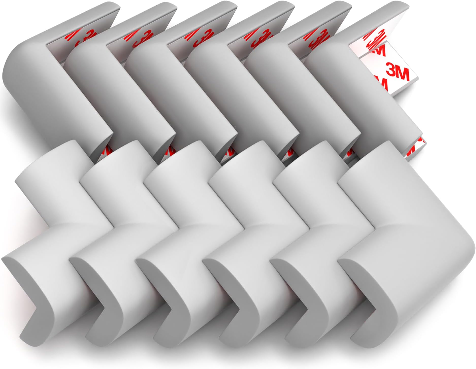 12-Pack Corner Protectors Baby Proof, Furniture Corner and Edge Safety Bumpers, Soft Rubber Foam Cushion Covers, 3M Taped Corner Guards, Baby Child Proofing Pads, Table Corner Protectors, Gray