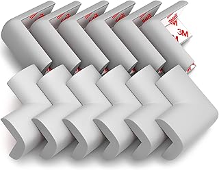 Komfortology 12-Pack Baby Proofing Corner Protectors, Pre-Taped, Gray