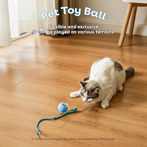 Miniatura 3 de NatureTails Juguetes interactivos para gatos de interior, bola de gato ágil en movimiento de tercera generación con cola de malla elástica, juguetes