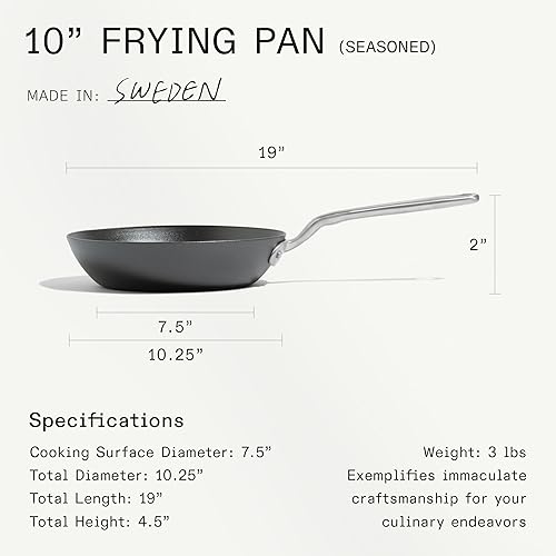 Miniatura 7 de Made In Utensilios de cocina  Sartén de acero al carbono azul de 10 pulgadas  (como hierro fundido, pero mejor)  Utensilios de cocina profesionales