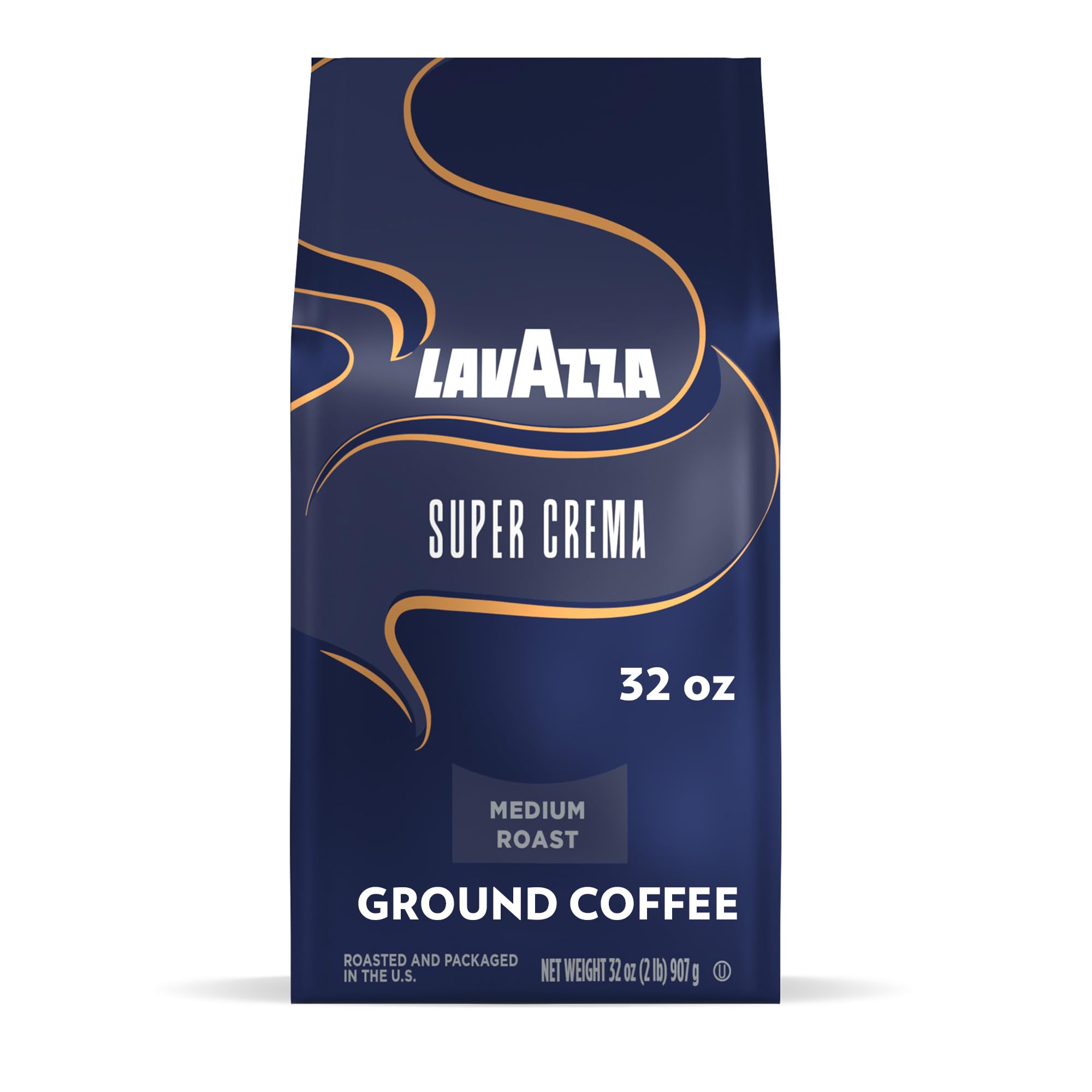 LavazzaSuper Crema Ground Coffee, Medium Roast, Arabica and Robusta Blend, 32 oz Bag (Pack of 1)