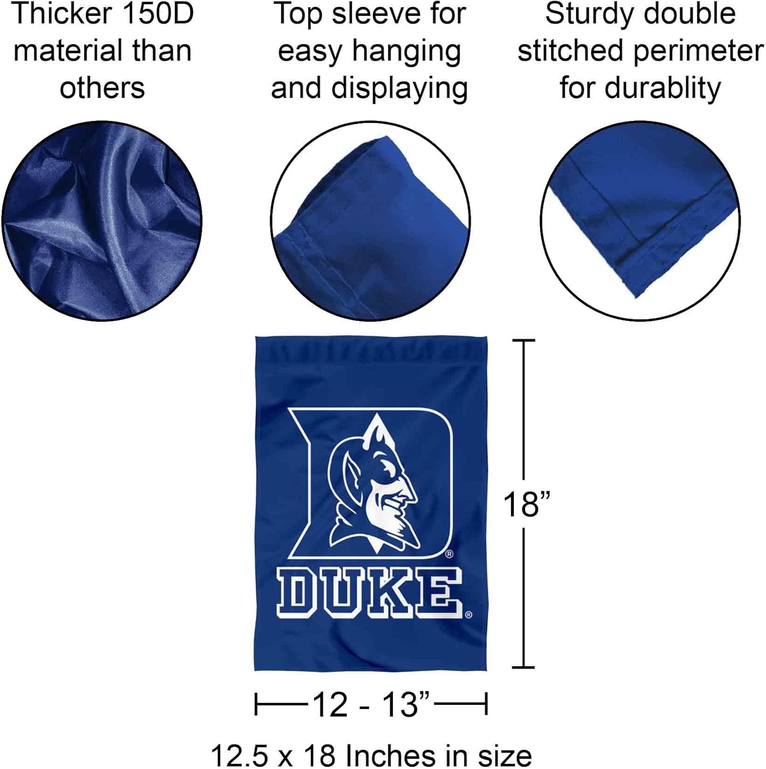 College Flags & Banners Co. Duke Blue Devils Double Sided Garden Banner Flag - Image 3