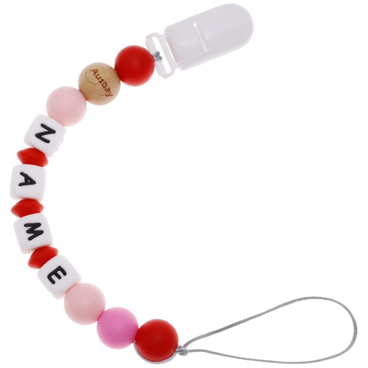 Personalized Multicolor Stroller Clip with Name (Purple)