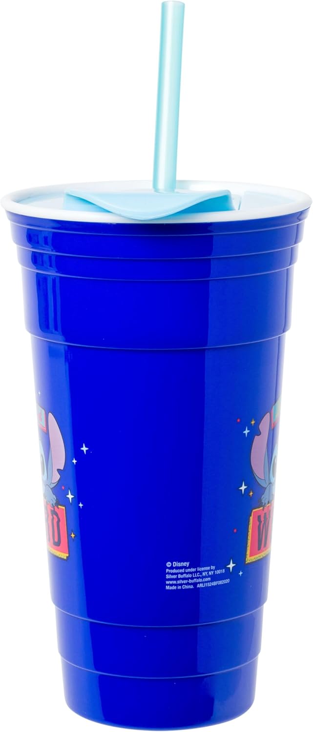Silver Buffalo Disney Lilo and Stitch “Let’s Get Weird” Plastic Tumbler with Lid and Straw, 32 Ounces - Image 2