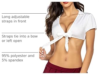Avidlove Tie Front Crop Top for Women Deep V Neck Shirt Short Sleeve