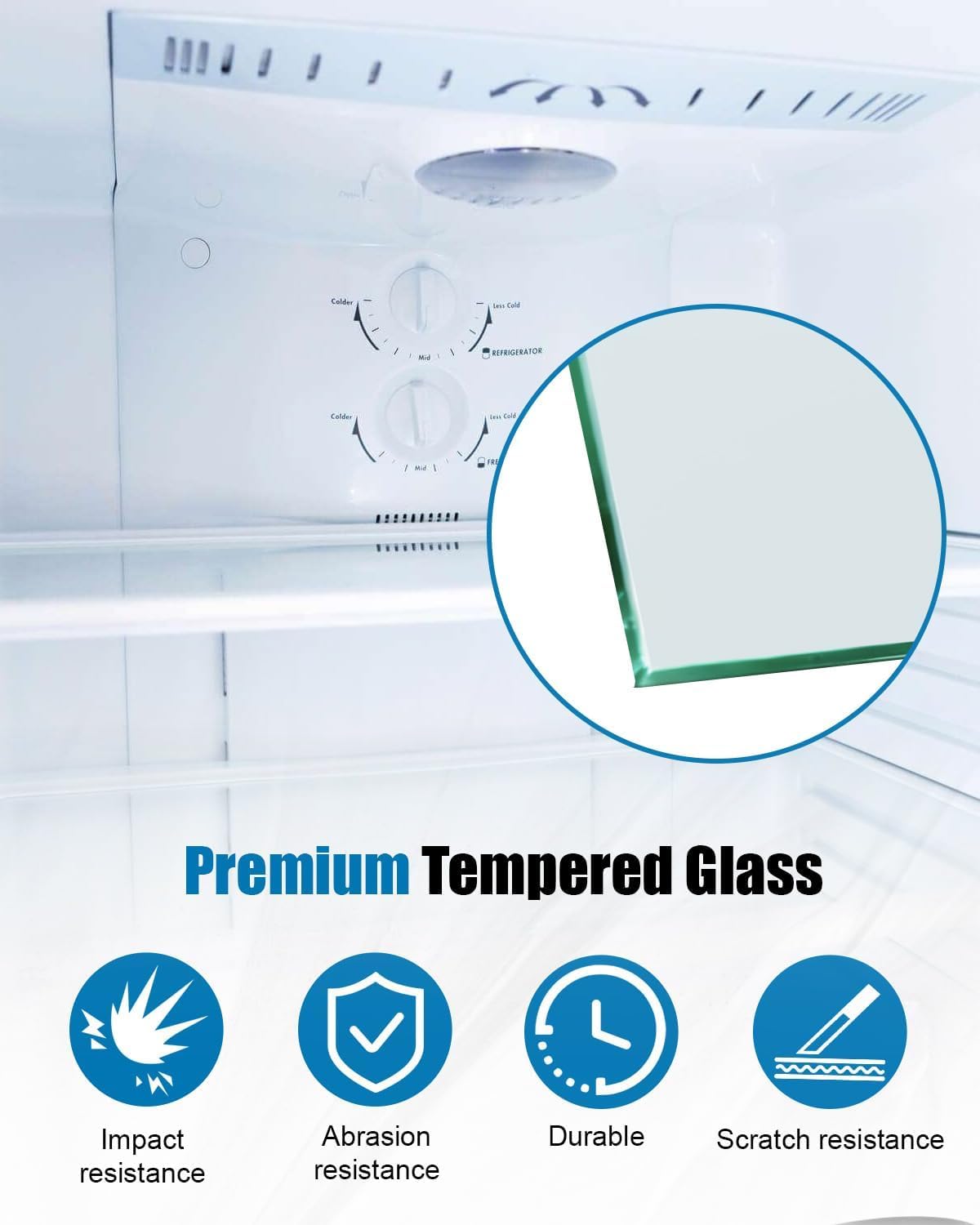 Upgraded MHL61952333 Refrigerator Glass Shelf Fit for LG Refrigerators, 25.87“ x 14.96” Refrigerator Glass Shelf Crisper Replace MHL61952323