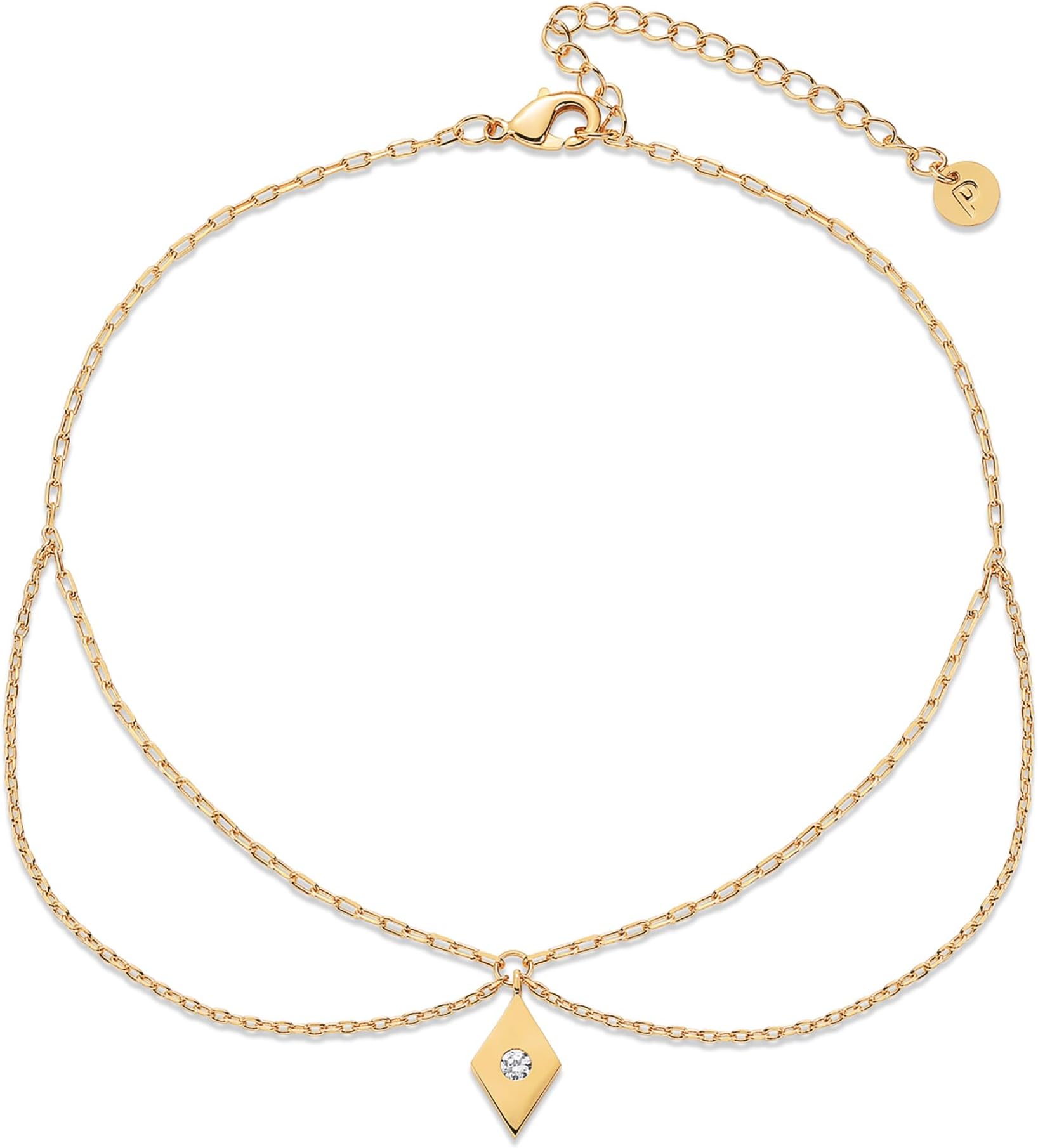 14K Gold Plated Charm Necklace Anklets for Women | Dainty Cubic Zirconia, Boho Dot Evil Eye Star Station Solitaire Pearl Beads Festival Adjustable Gold Anklets, 22.5cm, Yellow Gold, Cubic,, 9
