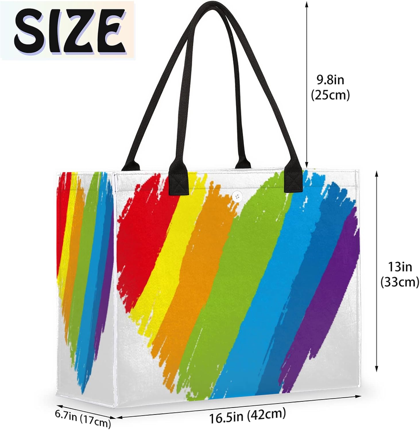 AUUXVA Beach Tote Bag Lgbt Pride Rainbow Love Heart Large Travel Bag Utility Tote Bag Women Shoulder Bag Reusable Grocery Bag with Zipper Pouch for Travel Shopping Work School… - Image 3