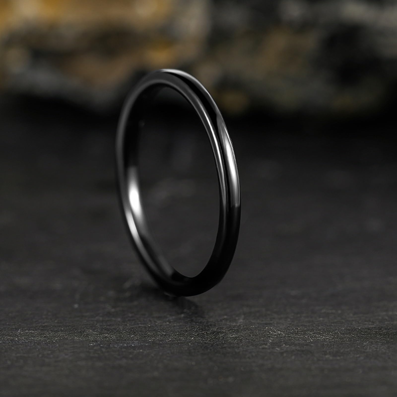 Anello Donna Tungsteno, Anello di Matrimonio Anelli Donna Impilabile Sottile Lucido Largo 2MM