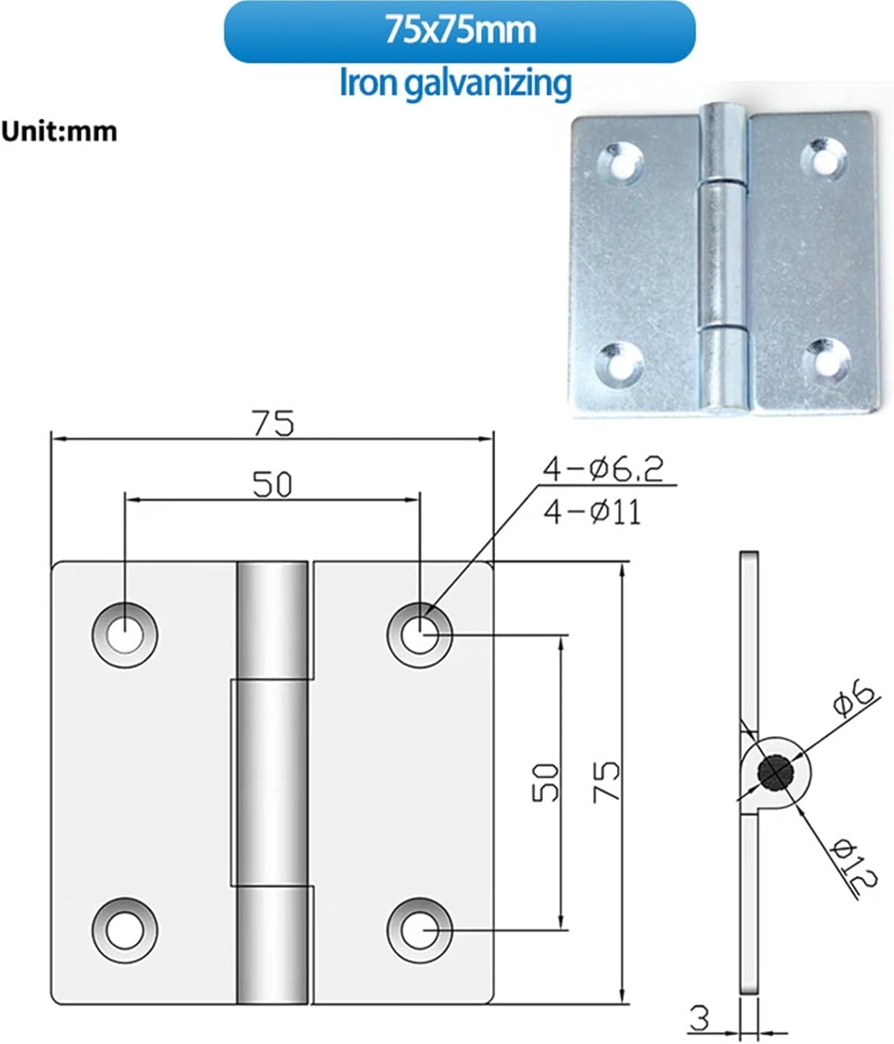 Flat Folding Boxes Cabinets Industrial Equipment Doors Iron/Stainless Steel Hinges 1Pcs(Iron)