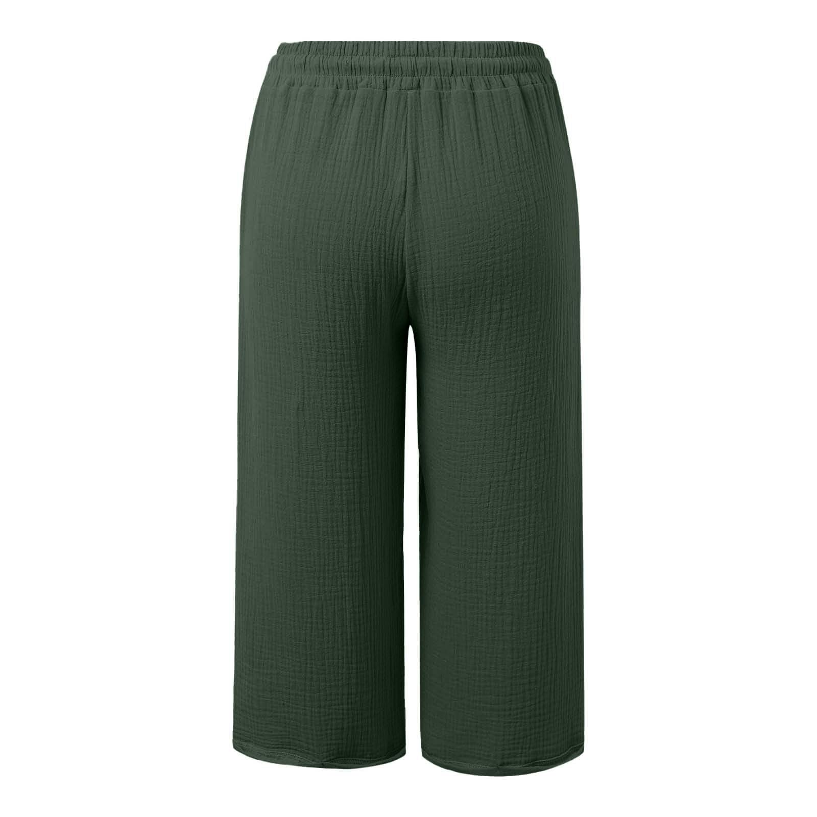 Pantalones cortos capri para niñas, cintura elástica, 3/4, pierna ancha, suaves