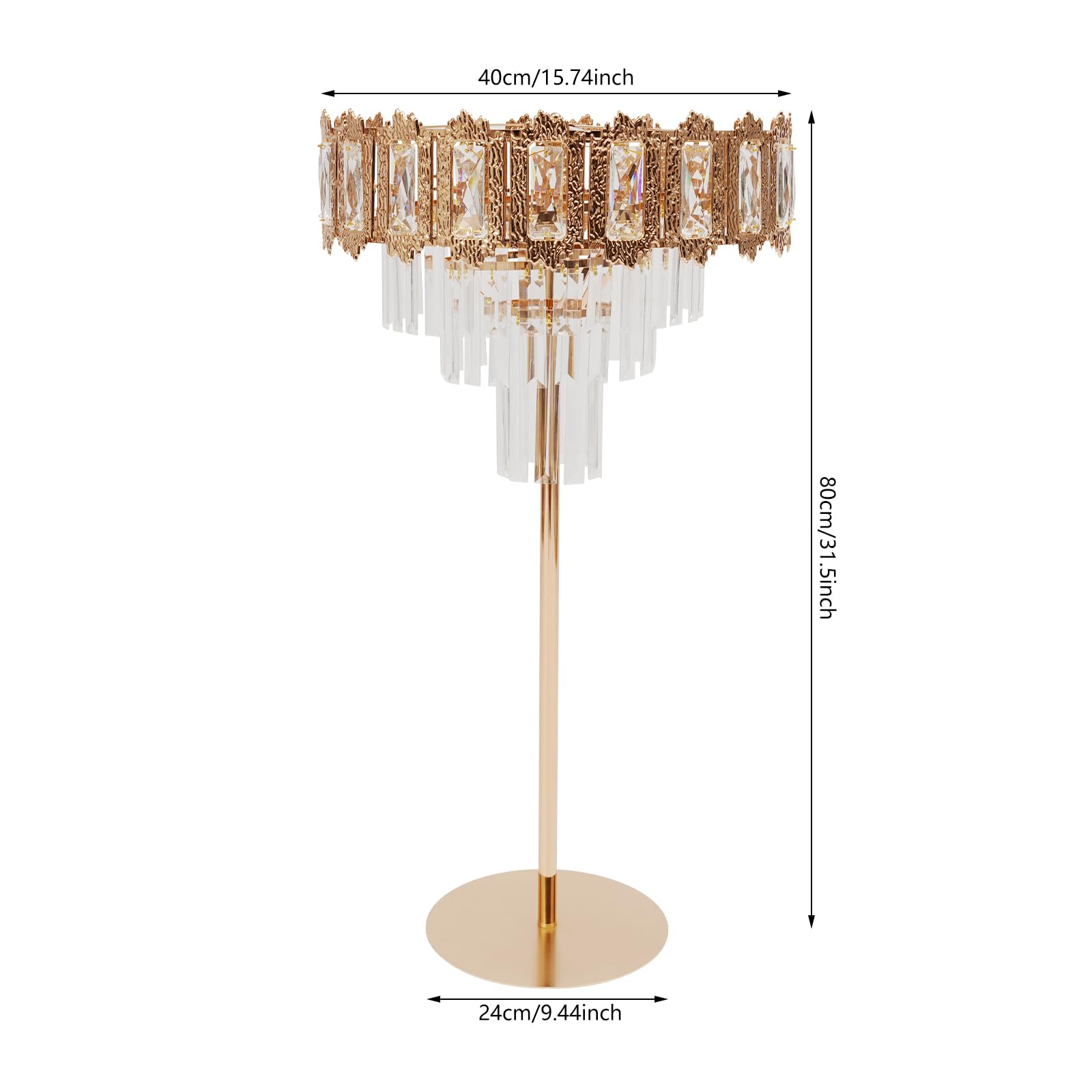 Vaso decorativo da tavolo per matrimonio, altezza 80 cm, in metallo e cristallo, centrotavola per feste di nozze, cene, centrotavola, supporto per fiori per Natale, anniversario