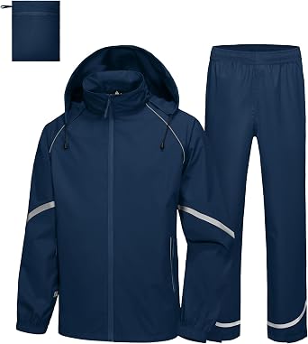 SWISSWELL Mens Rain Suit Waterproof 2 Pieces Lightweight Reflective Rain Gear Jacket Pants
