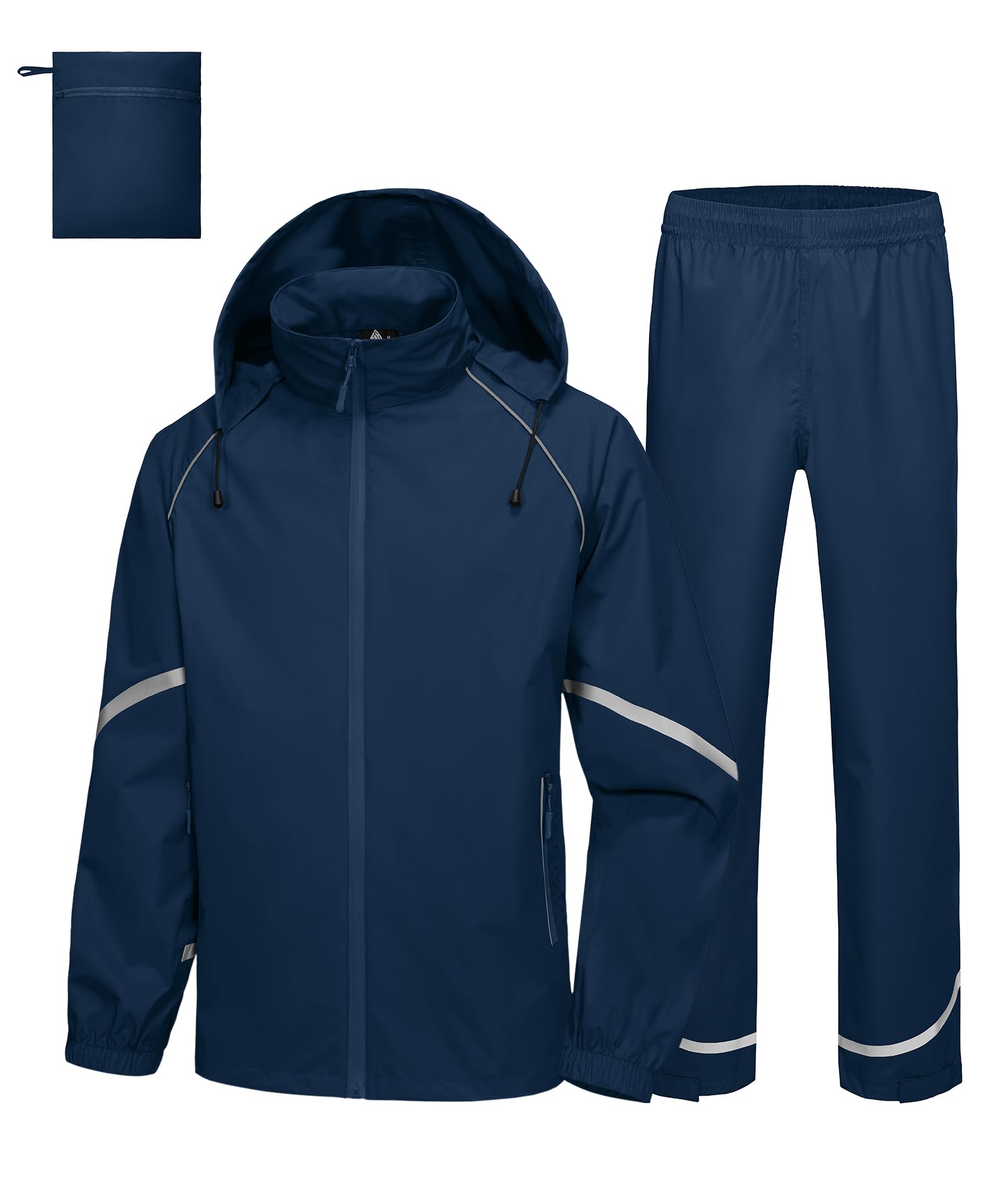 SWISSWELL Men's Rain Suit Waterproof Lightweight Hooded Reflective Rain Gear