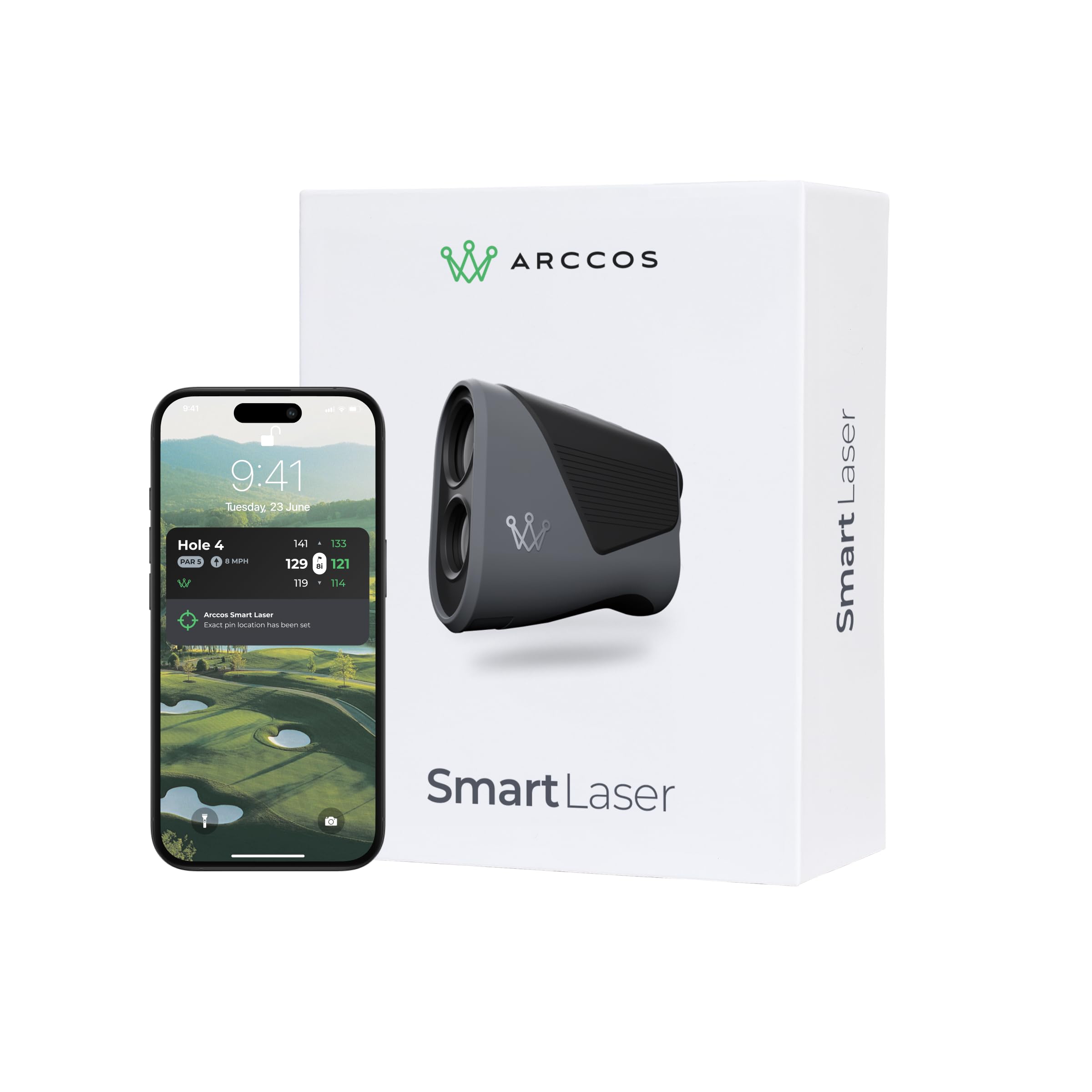 Photo 1 of Arccos Smart Laser Rangefinder with Slope & Wind – Golf AI-Powered “Plays Like” Distances, AI Strategy & Green Maps, Tournament Legal Toggle, Free First Year