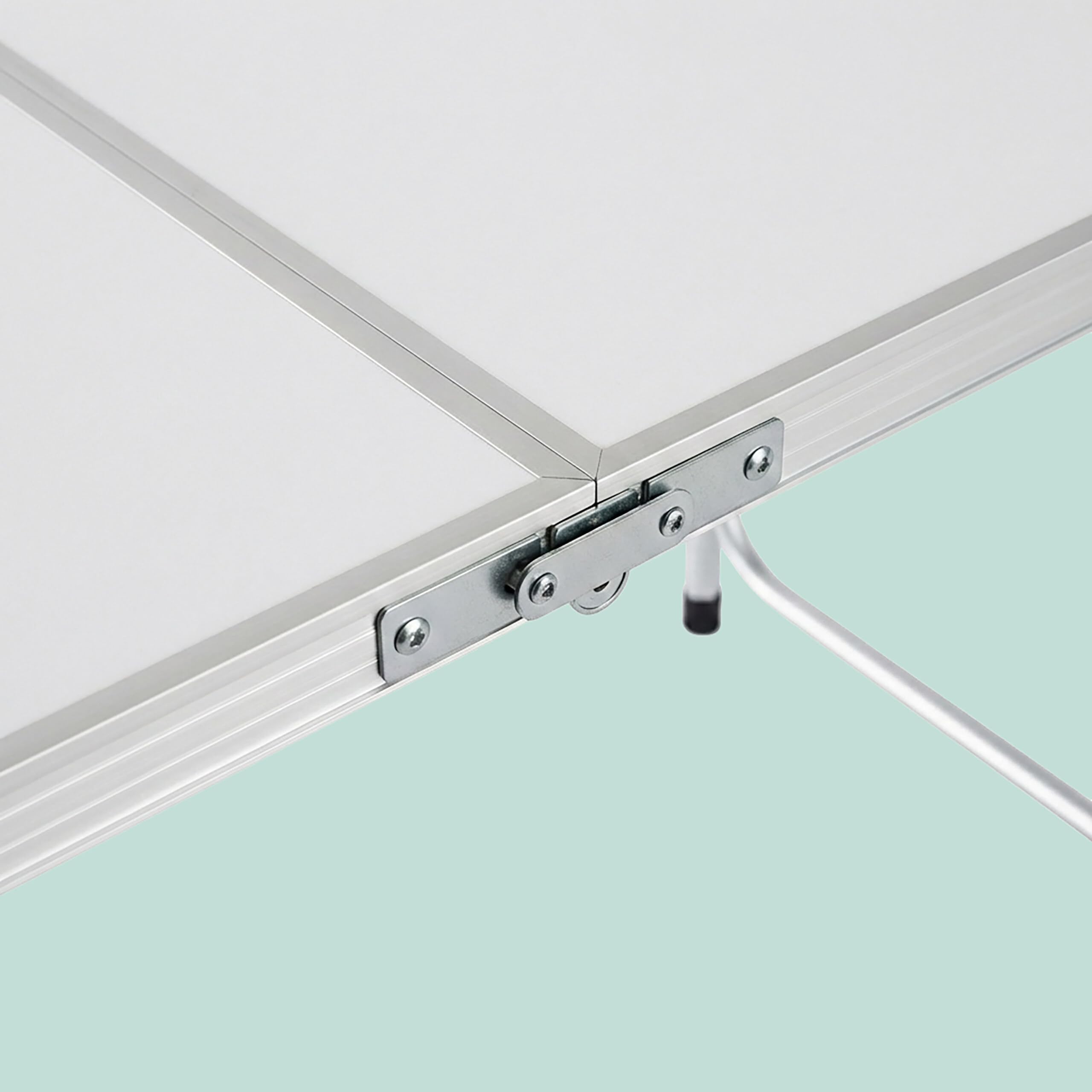 Relaxdays Table de Camping Pliable en Aluminium avec 4 tabourets, réglable, poignée, MDF Blanc 71x120x60 cm