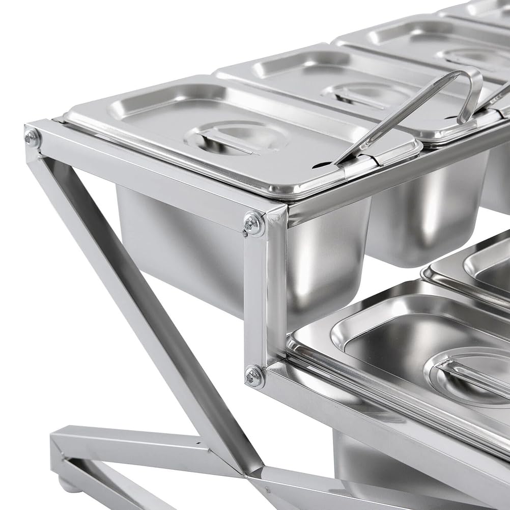 Estante de especias expandible, estante organizador de acero inoxidable de 2 niveles con 10 sartenes, tapas y cucharas para condimentos, especias y mermeladas, ajustable de 14 a 25.6 pulgadas