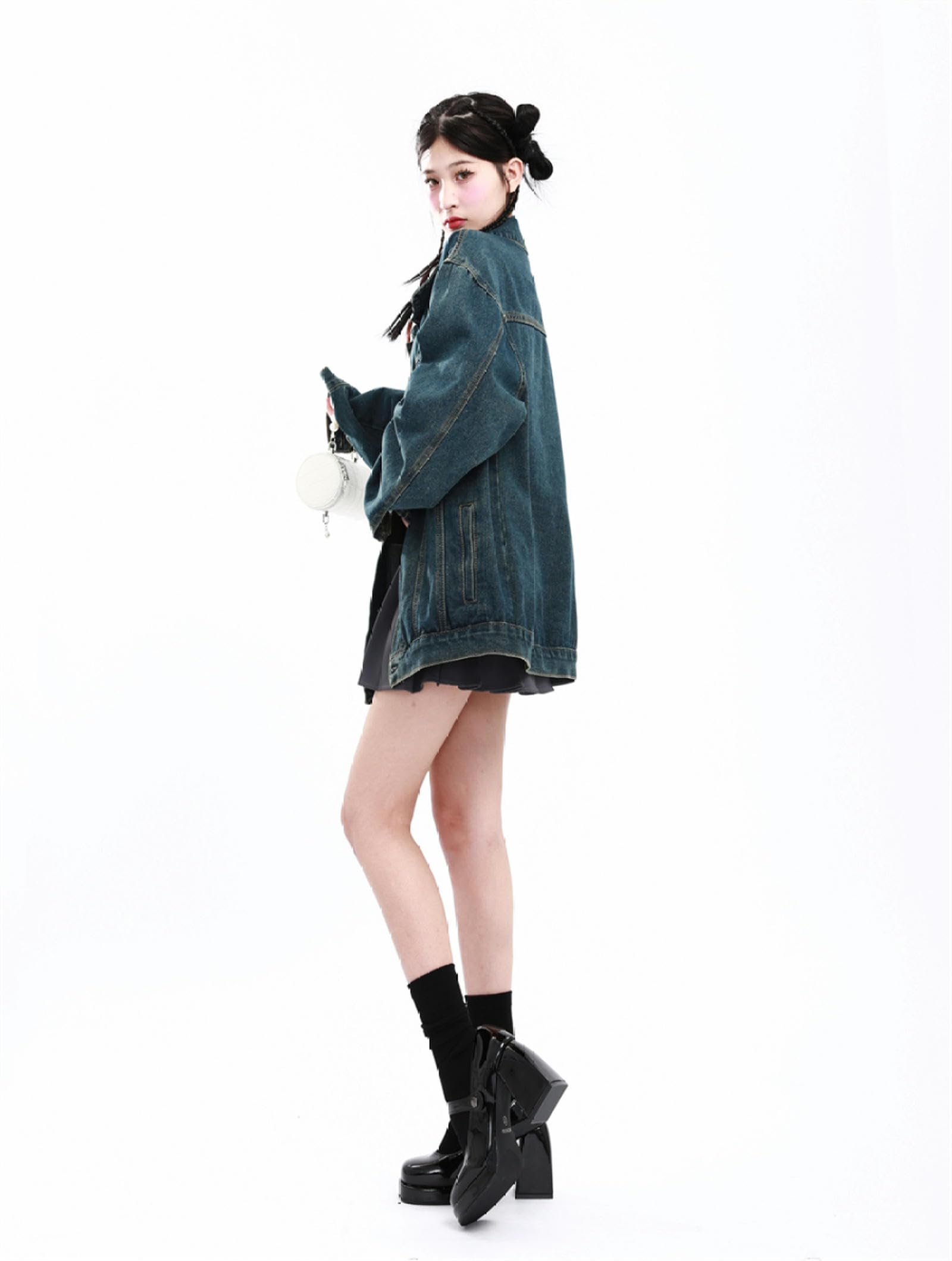 Chaquetas vaqueras retro americanas gran tamaño mujer moda coreana Y2K