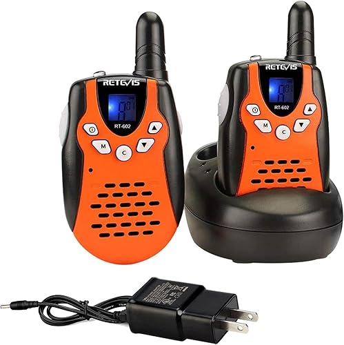 Walkie Talkies Retevis para niños, recargables, 22 canales, FRS VOX, radio bidireccional para niños (naranja, 1 par)