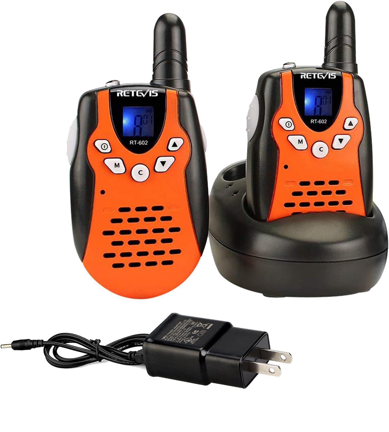 Retevis RT602 Walkie Talkies for Kids Rechargeable,KidsToy with Batteries Charger Station,Toy Walkie Talkie Kids Gifts for Boys Girls(1 Pair Orange)