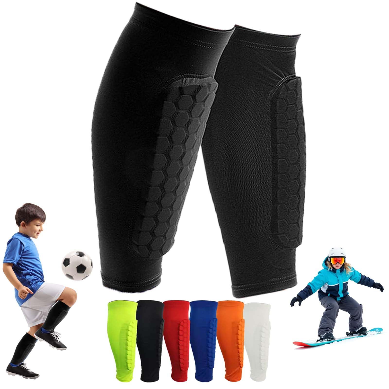 OBVOLO Football Shin Pads for Kids, Youth & Adults Padded Football Shin Guards with Calf Compression Lightweight Protective Gear for Football, Rugby, Baseball - 1 Pair — image 1