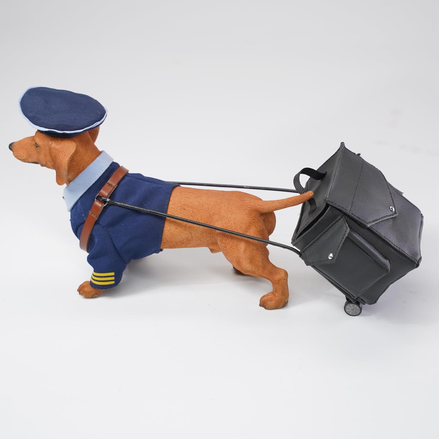 MMOS X JXK Aviator Dachshund Hound Dog Statue Resin Dog Figurine with Intricate Texture Details, Gift for Friends