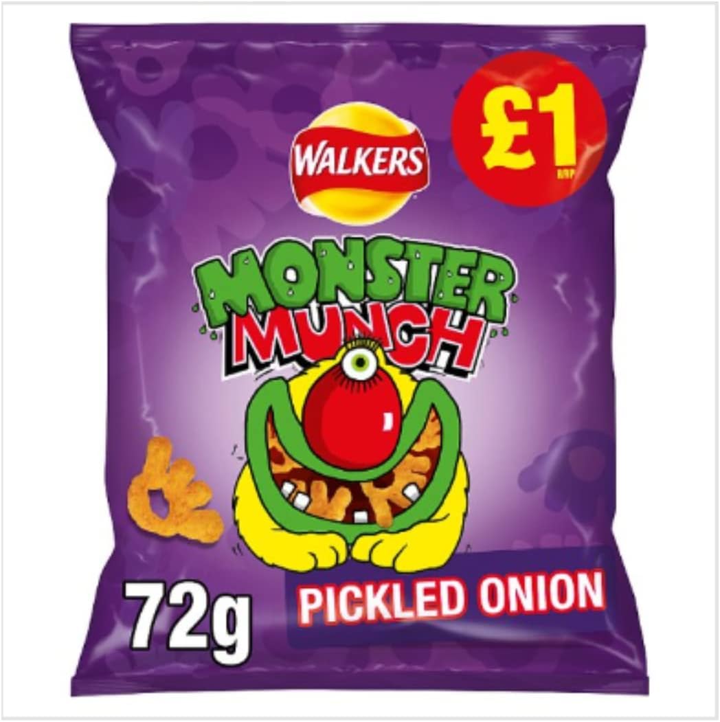 Walkers Monster Munch Pickled Onion Snacks 72g x Case of 15
