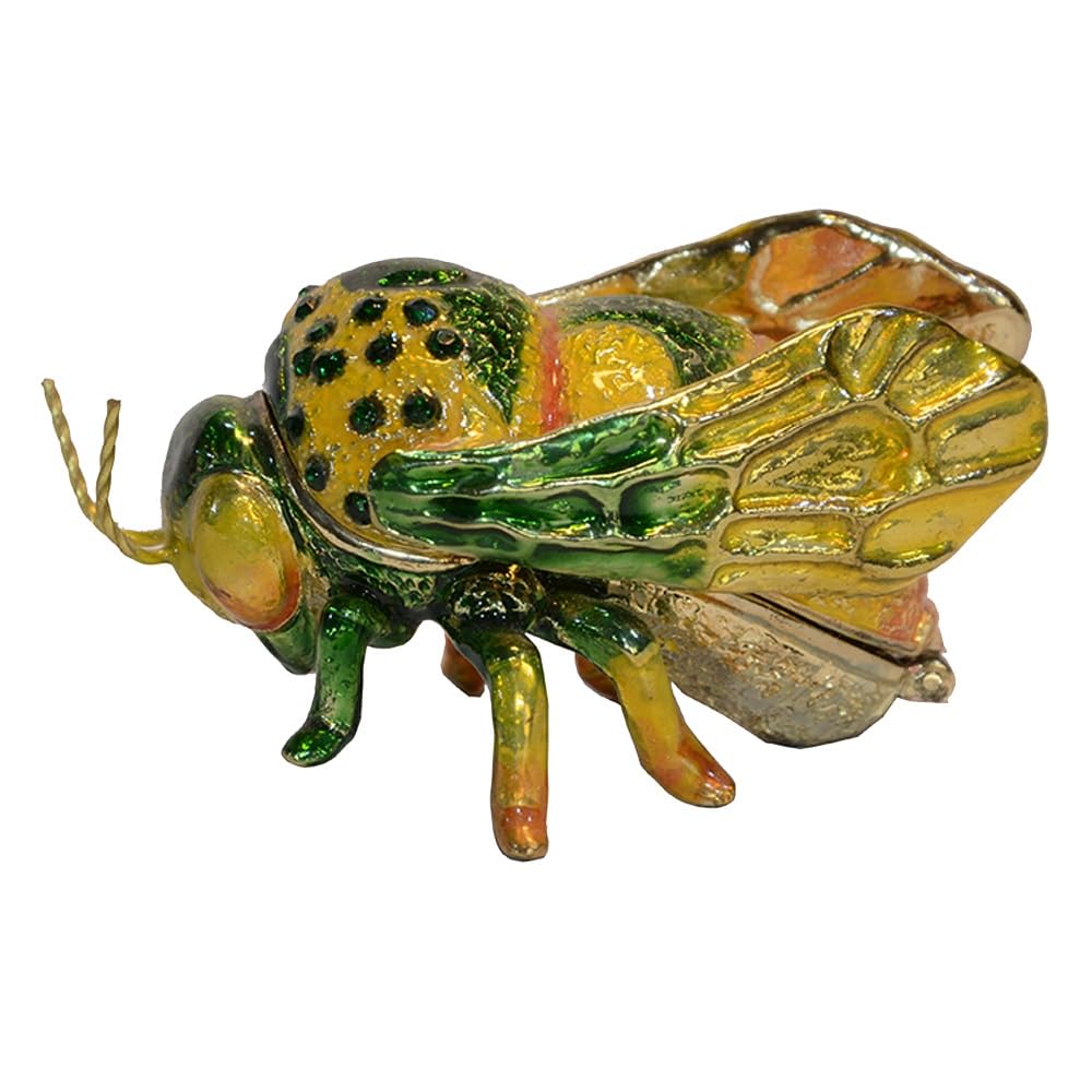 YOPI Bee Enameled Trinket Box for Home Decor, Unique Metal Ornament Compatible with Insect Bug Jewelry Storage