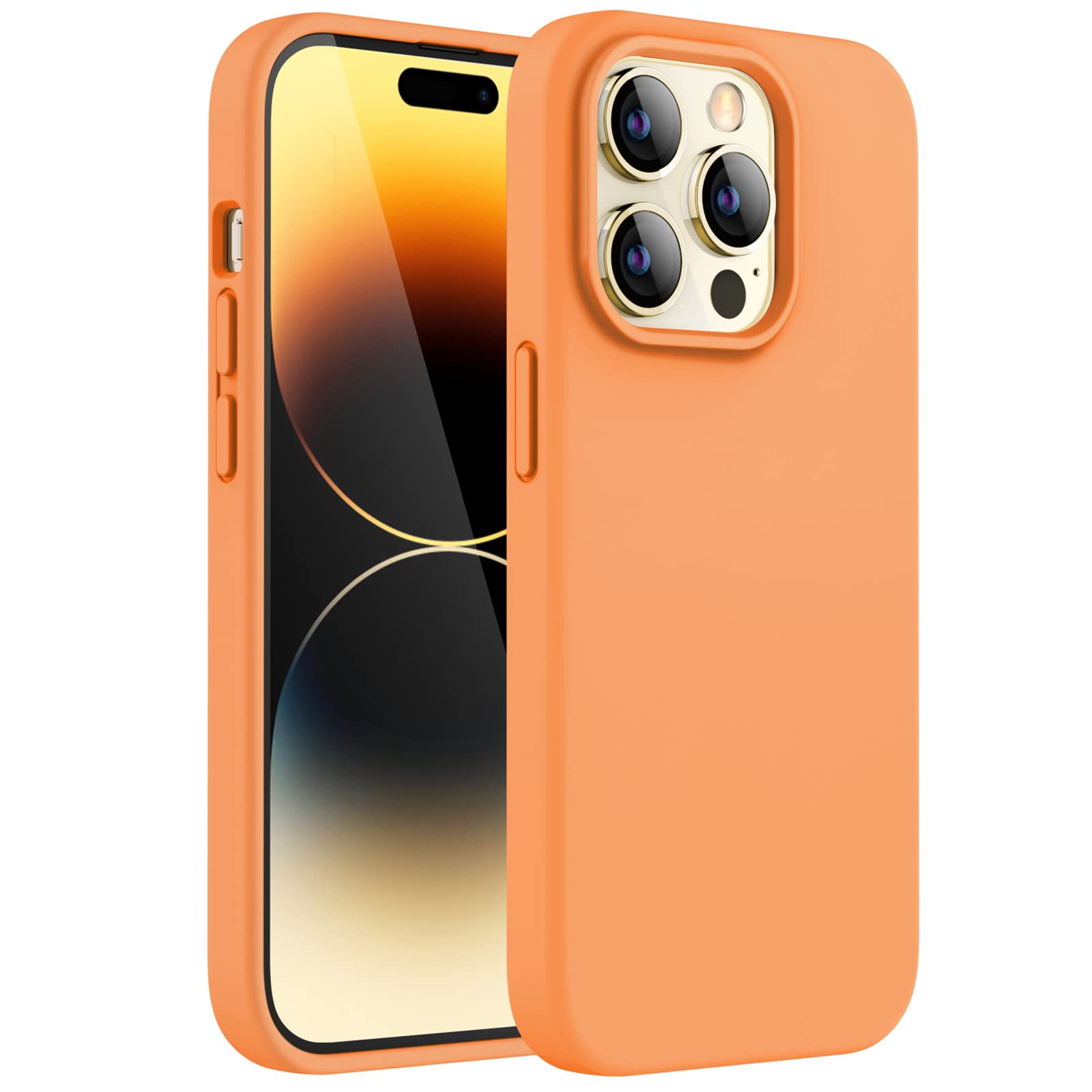JETech Silicone Case for iPhone 14 Pro Max 6.7-Inch, Silky-Soft Touch Full-Body Protective Phone Case, Shockproof Cover with Microfiber Lining (Marigold)