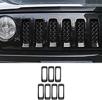 Vista 1 de 7 piezas de insertos de parrilla delantera con cubierta de rejilla para Jeep Patriot 2011-2016 (negro)