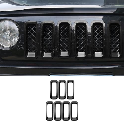 7PCS Rejilla Delantera Insertos Rejilla Cubierta Trim para Jeep Patriot 2011-2016 (negro)